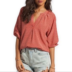 Joie REVOLVE | Women's Addie B Ikat 3/4 Sleeve Blouse - Spicy Orange